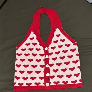 Red and Pink Heart Halter Top